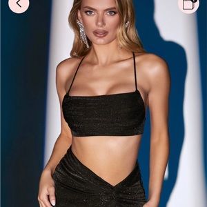 Oh polly shimmery black crop top